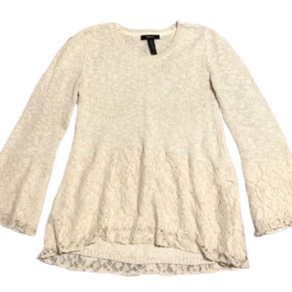 Style & Co Sweater Small Sparkly Lace Knit Bell Sleeve - Picture 4 of 5